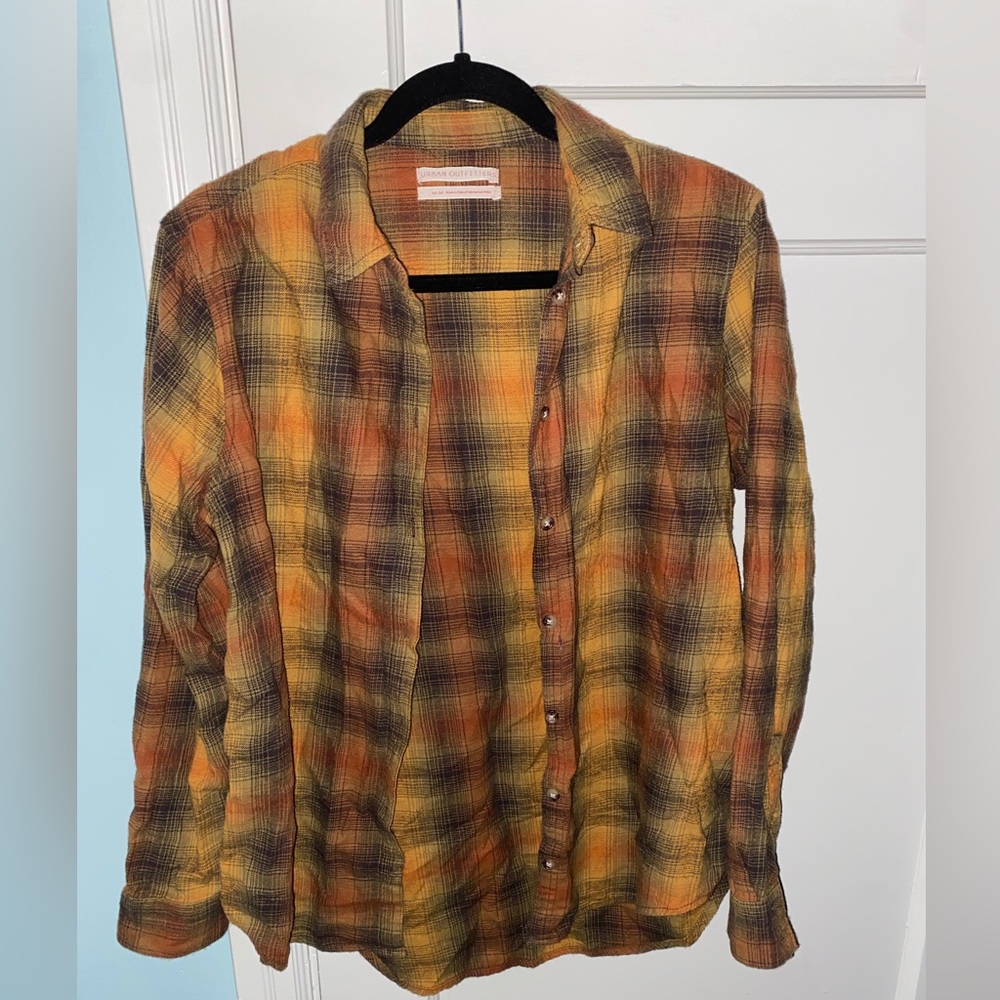 Urban outfitters flannel orange yellow brown fall cozy